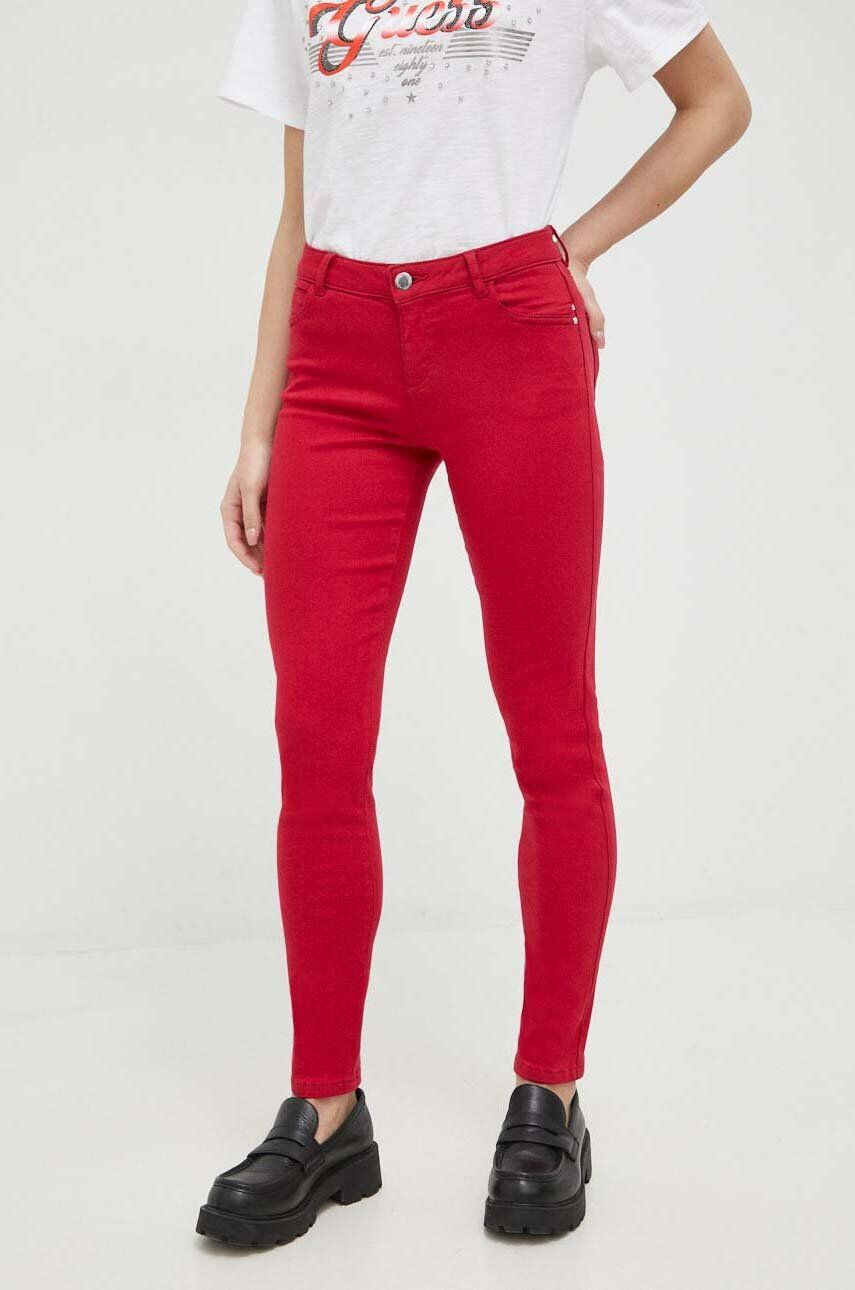 Morgan pantaloni femei culoarea rosu mulata high waist - Pled.ro