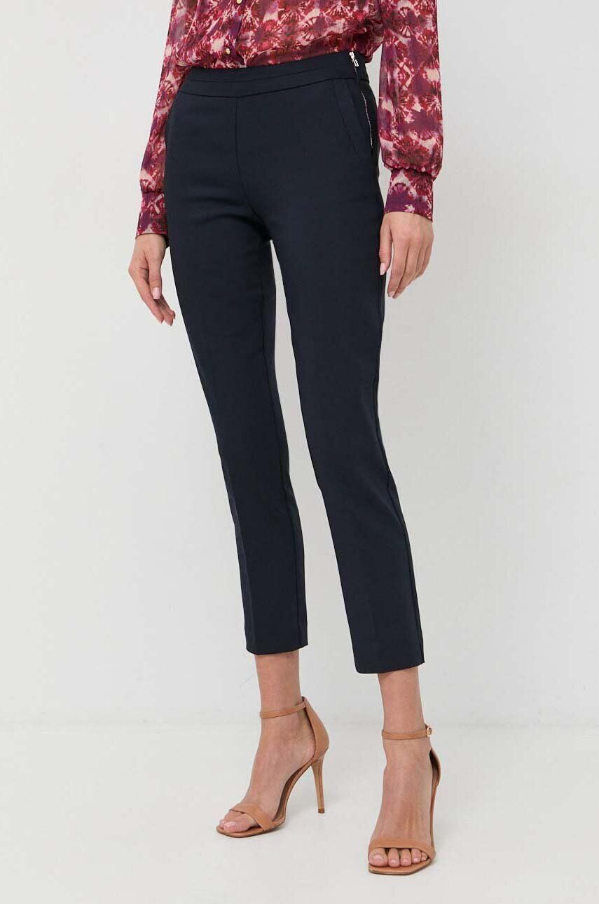 Morgan pantaloni femei culoarea albastru marin mulata medium waist - Pled.ro