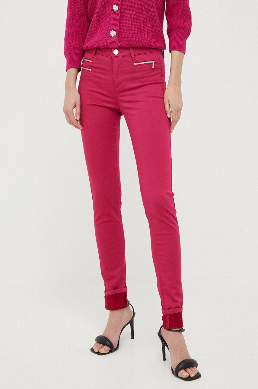 Morgan pantaloni femei culoarea roz mulata medium waist - Pled.ro