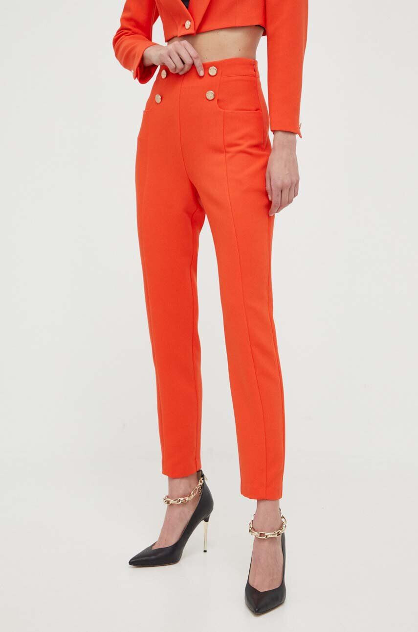 Morgan pantaloni femei culoarea portocaliu fason tigareta high waist - Pled.ro