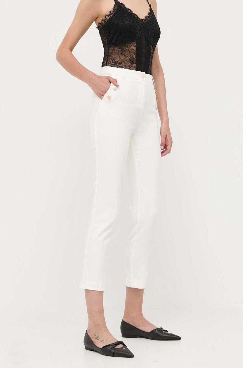 Morgan pantaloni femei culoarea bej fason tigareta high waist - Pled.ro