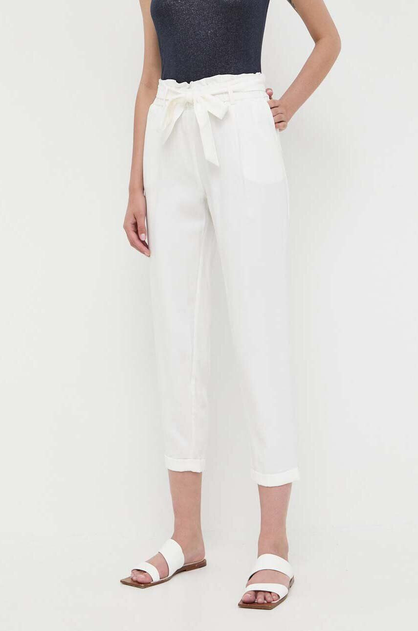 Morgan pantaloni femei culoarea alb fason chinos high waist - Pled.ro