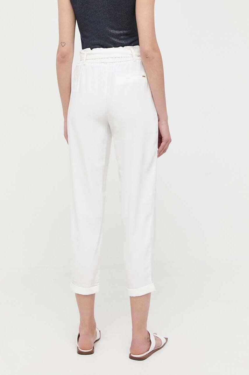 Morgan pantaloni femei culoarea alb fason chinos high waist - Pled.ro