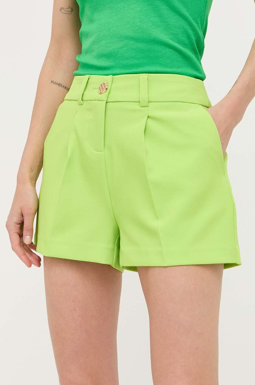 Morgan pantaloni scurti femei culoarea verde neted high waist - Pled.ro