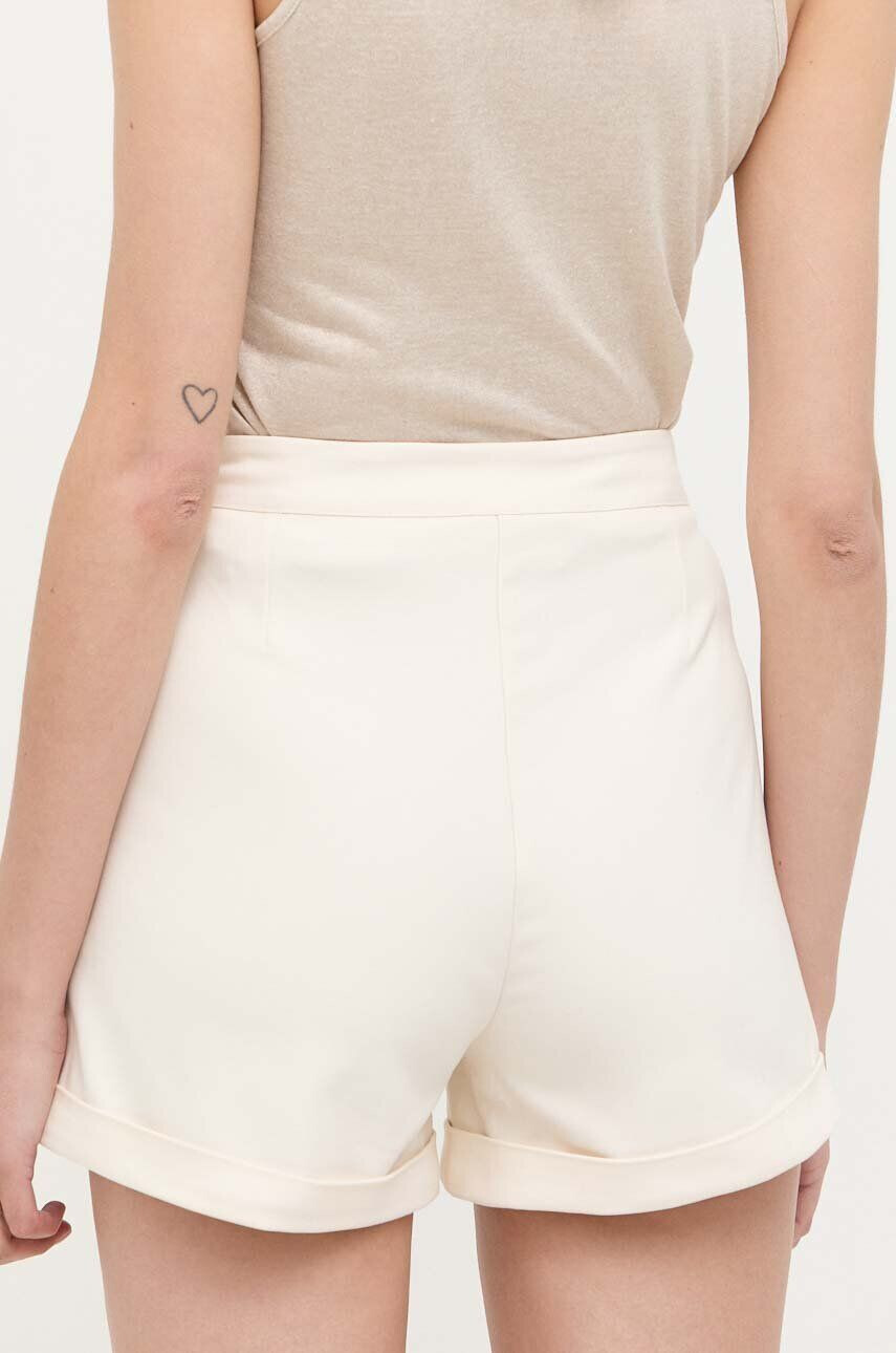 Morgan pantaloni scurti femei culoarea bej neted high waist - Pled.ro