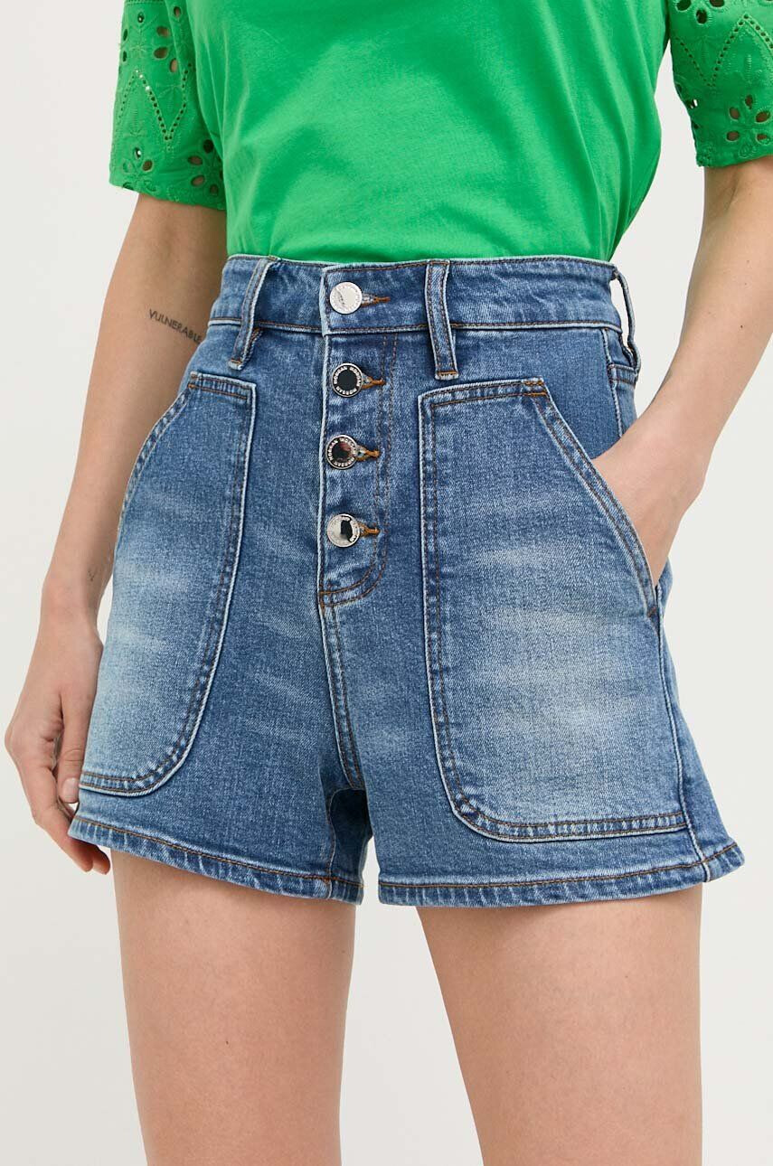 Morgan pantaloni scurti jeans femei neted high waist - Pled.ro