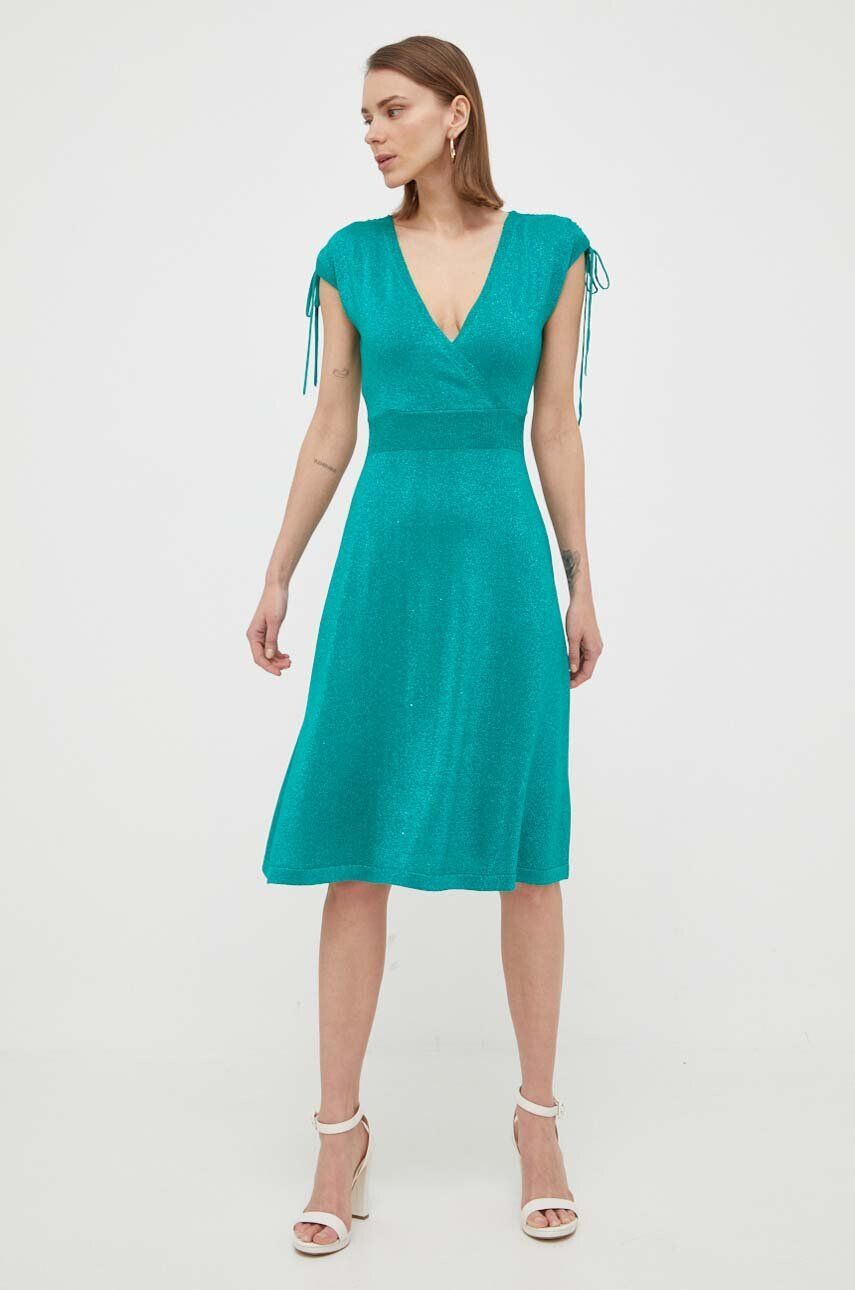 Morgan rochie culoarea verde midi evazati - Pled.ro