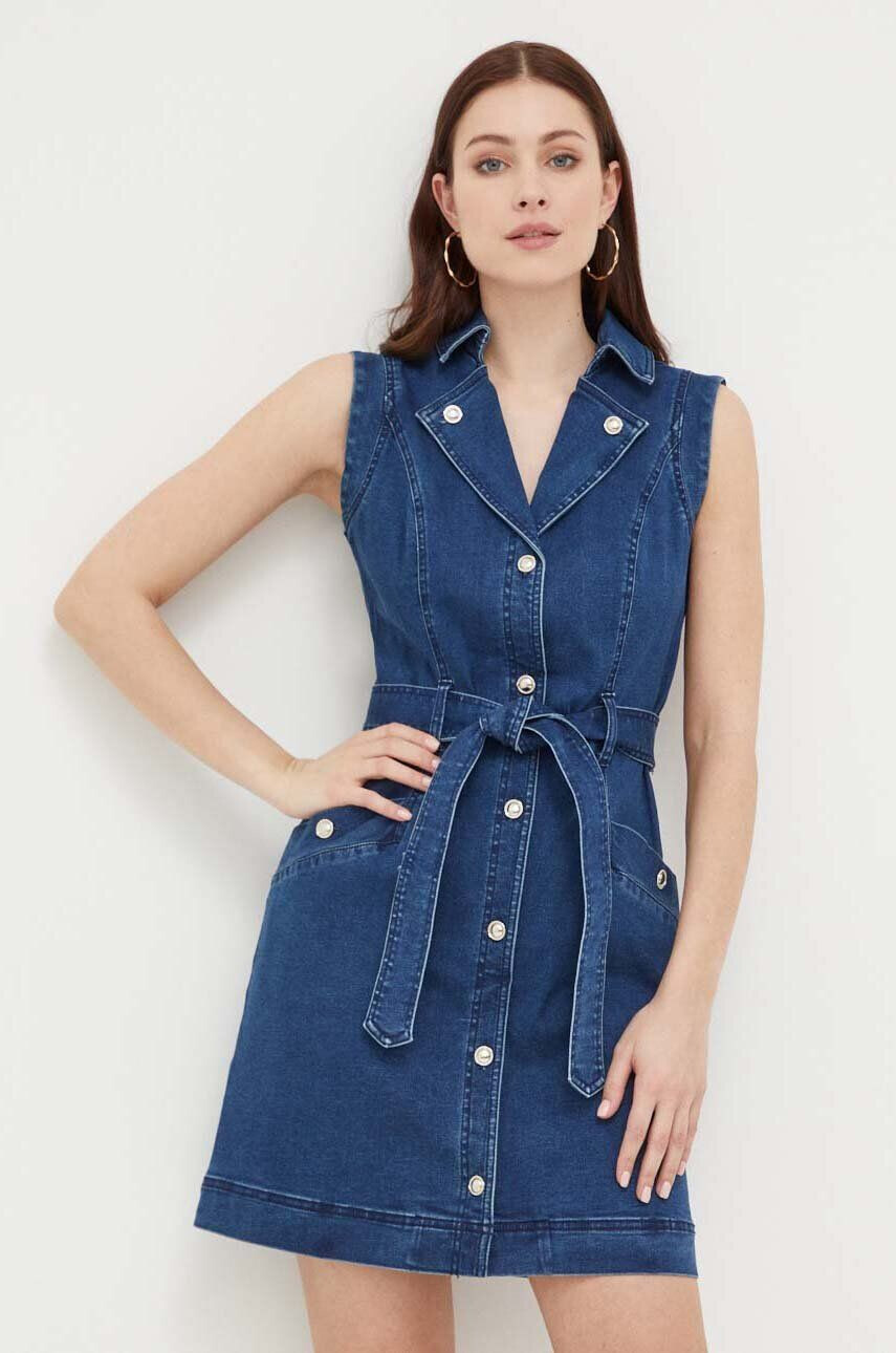 Morgan rochie jeans culoarea albastru marin mini mulata - Pled.ro