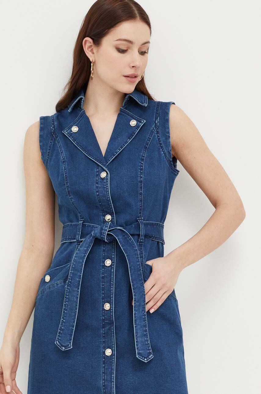 Morgan rochie jeans culoarea albastru marin mini mulata - Pled.ro