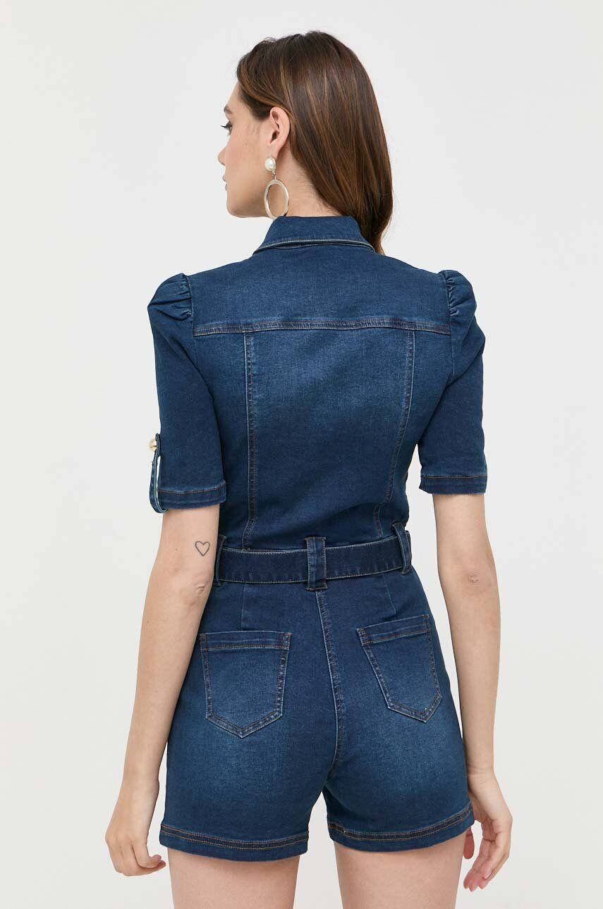 Morgan salopeta jeans culoarea albastru marin cu guler - Pled.ro