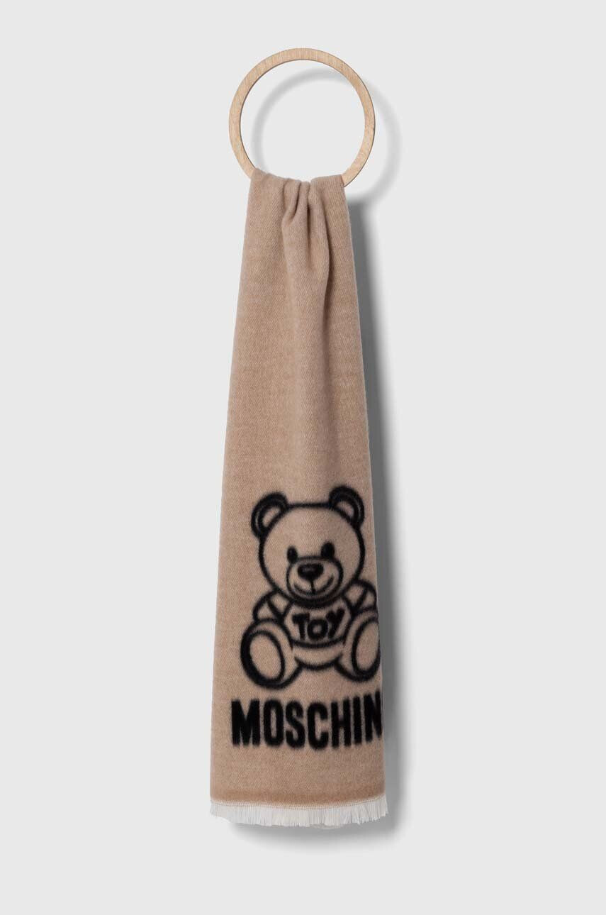 Moschino esarfa de lana culoarea bej modelator - Pled.ro