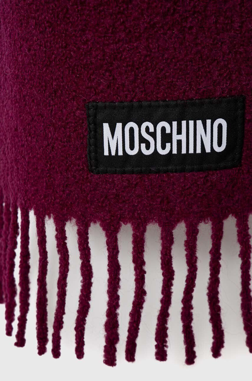 Moschino esarfa de lana culoarea bordo neted - Pled.ro