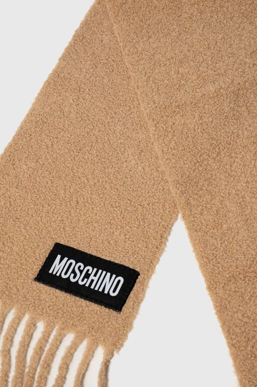 Moschino esarfa de lana culoarea bej neted - Pled.ro