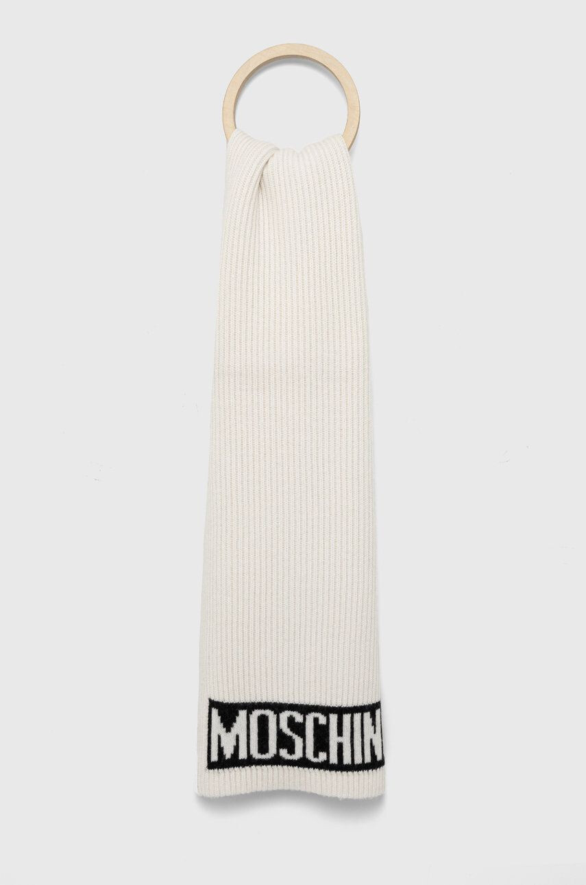 Moschino fular barbati culoarea alb neted - Pled.ro