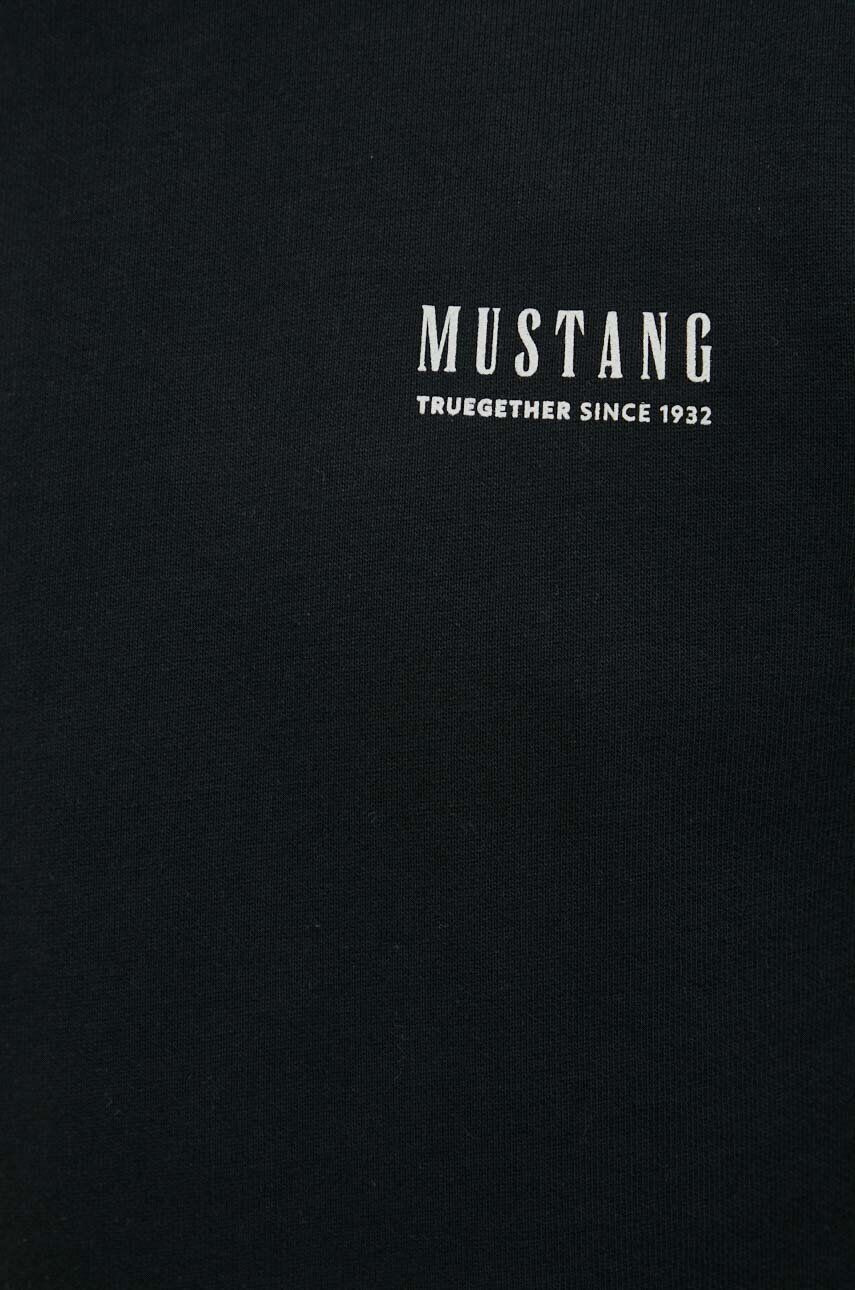 Mustang hanorac de bumbac Style Ben Crewneck barbati culoarea negru cu imprimeu - Pled.ro