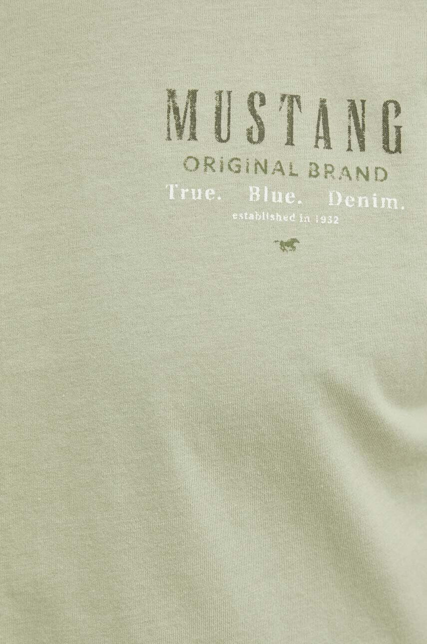 Mustang tricou din bumbac culoarea verde cu imprimeu - Pled.ro