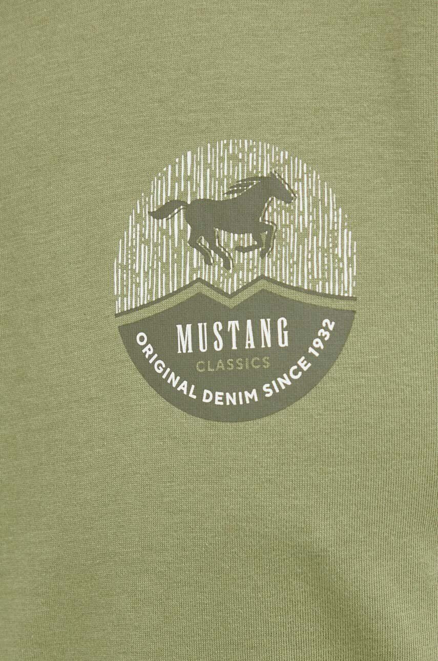 Mustang tricou din bumbac culoarea verde cu imprimeu - Pled.ro