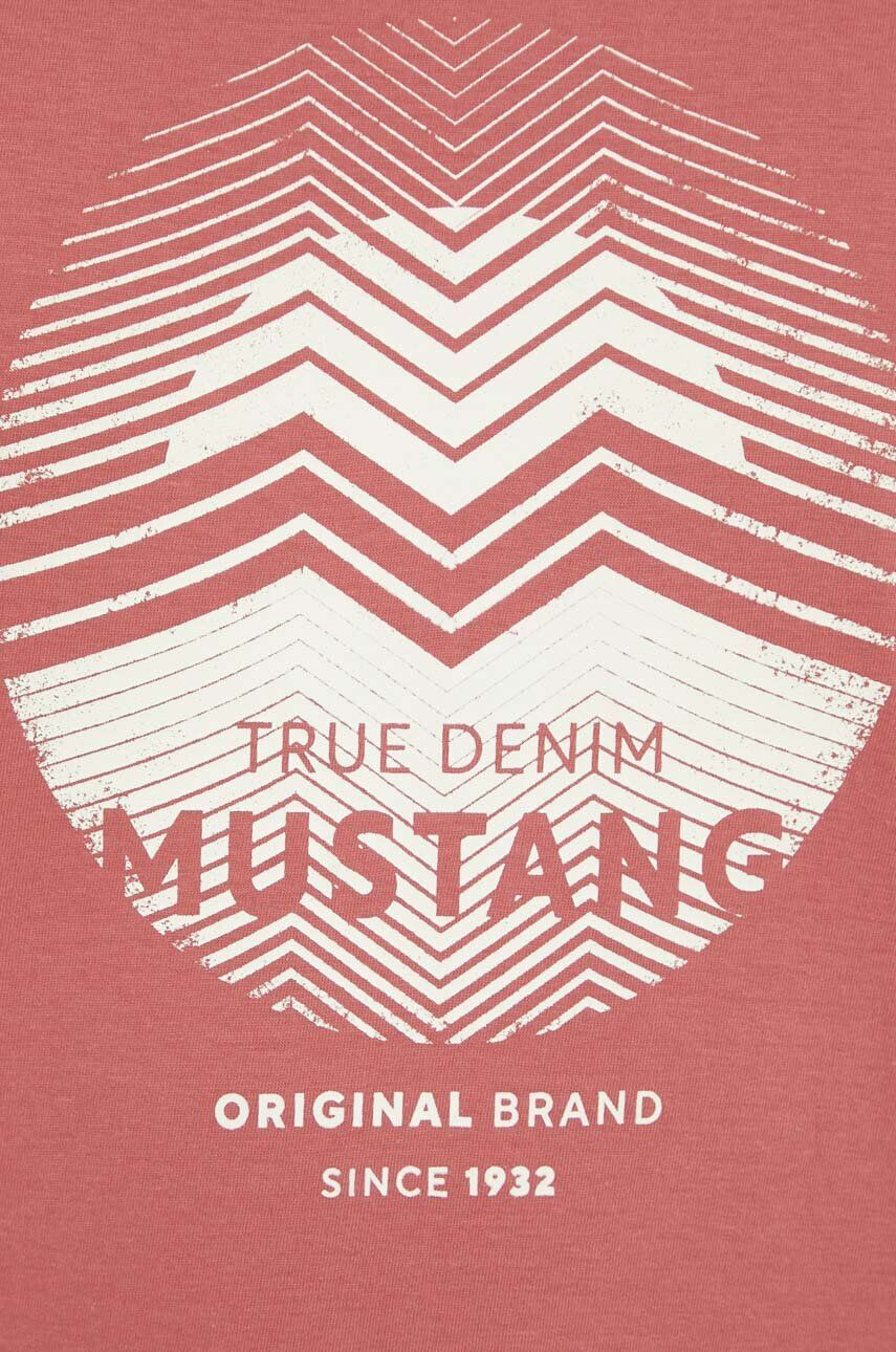 Mustang tricou din bumbac culoarea rosu cu imprimeu - Pled.ro