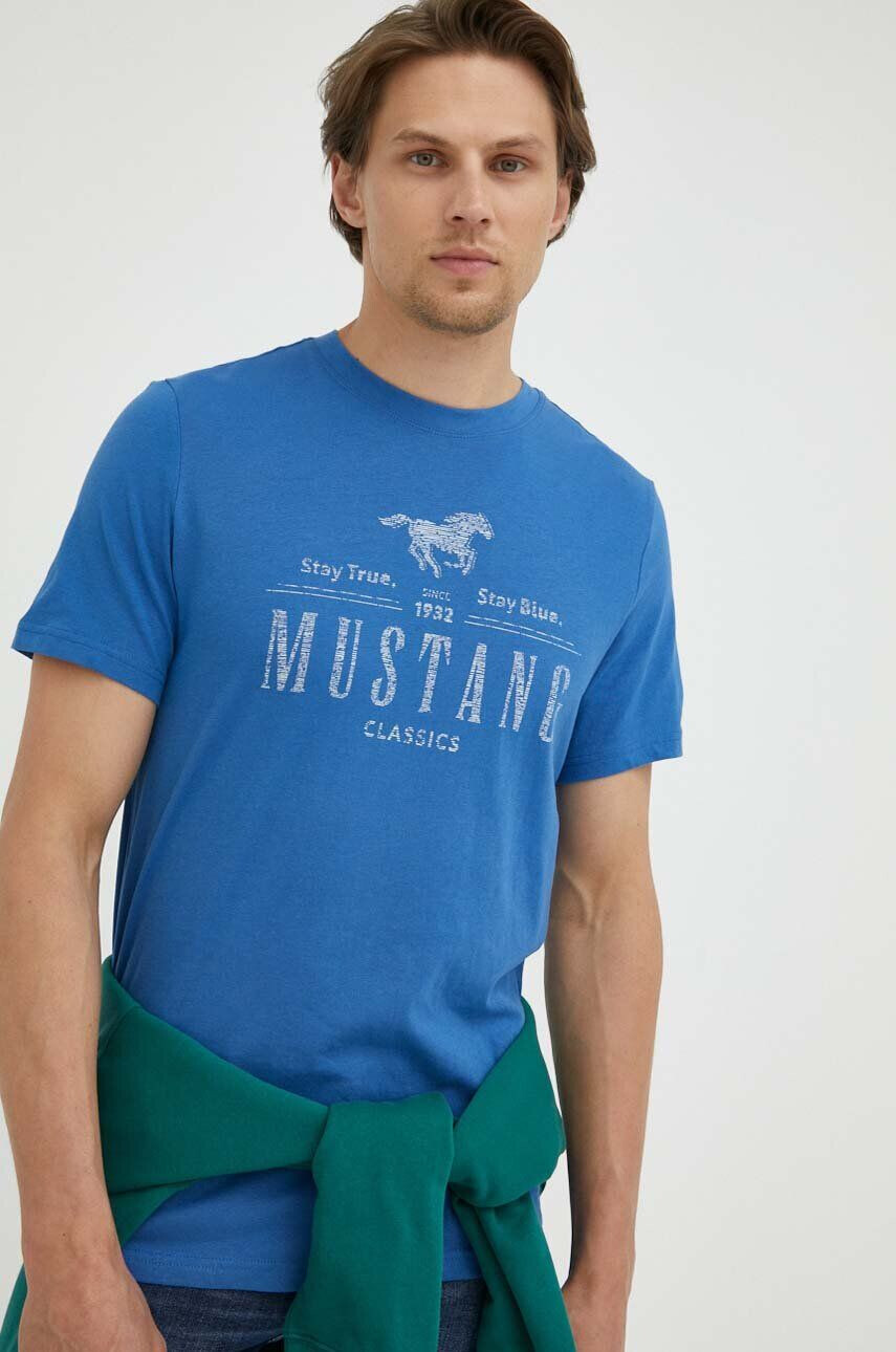 Mustang tricou din bumbac culoarea rosu cu imprimeu - Pled.ro