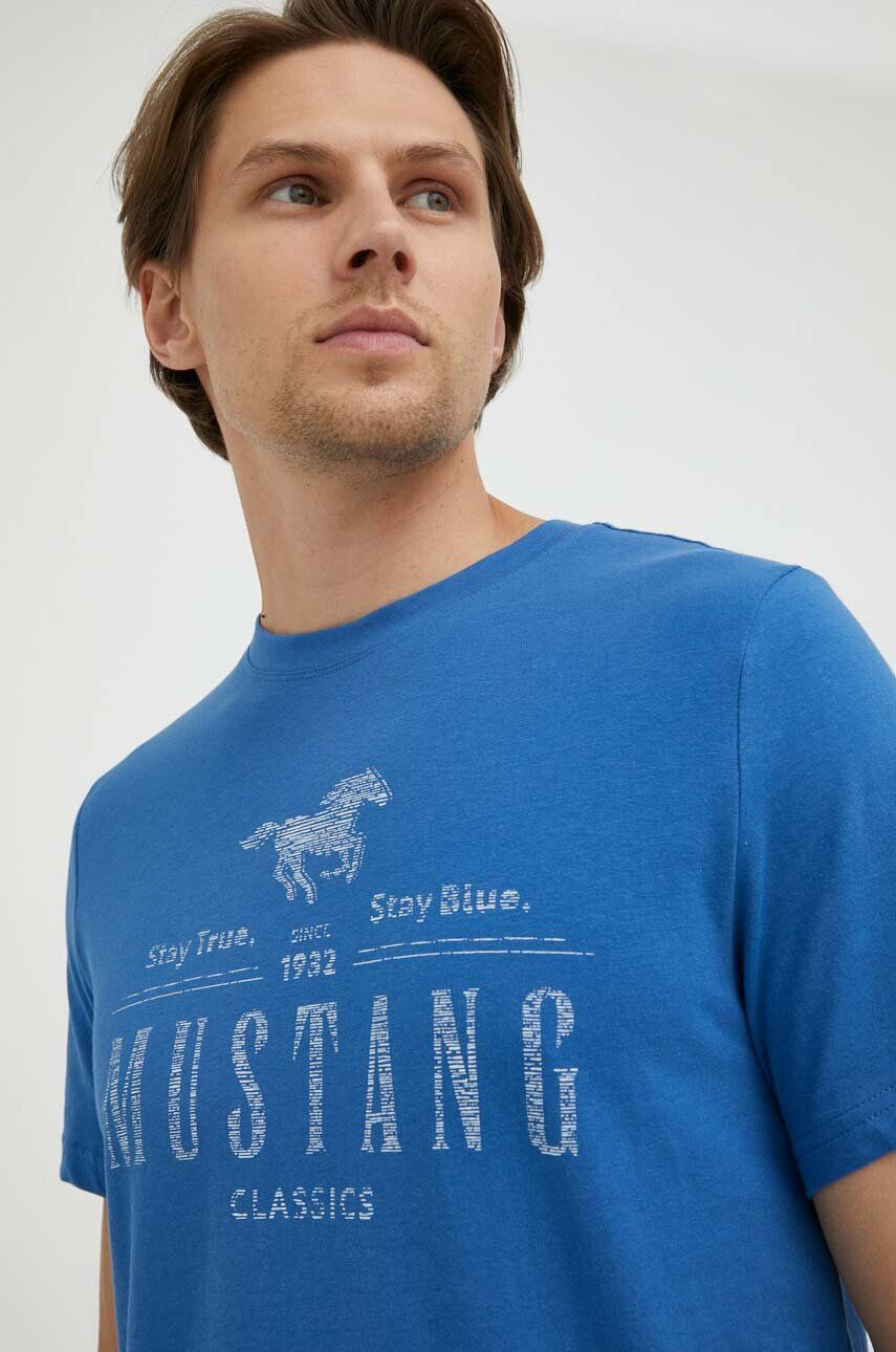 Mustang tricou din bumbac culoarea rosu cu imprimeu - Pled.ro