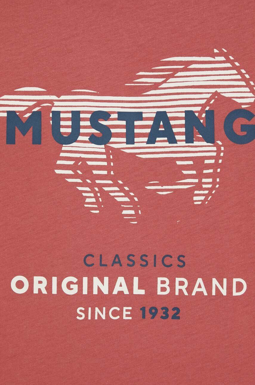 Mustang tricou din bumbac culoarea rosu cu imprimeu - Pled.ro