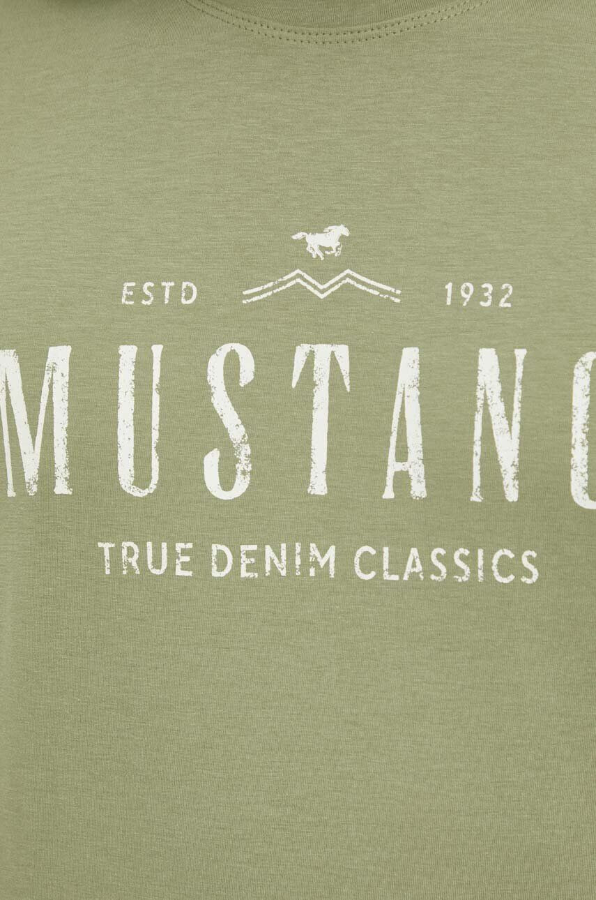 Mustang tricou din bumbac culoarea verde cu imprimeu - Pled.ro