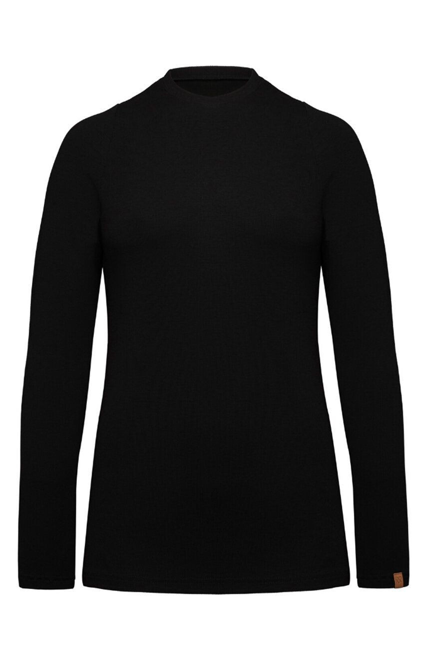 Muuv. Longsleeve Light Rib femei culoarea negru cu turtleneck - Pled.ro