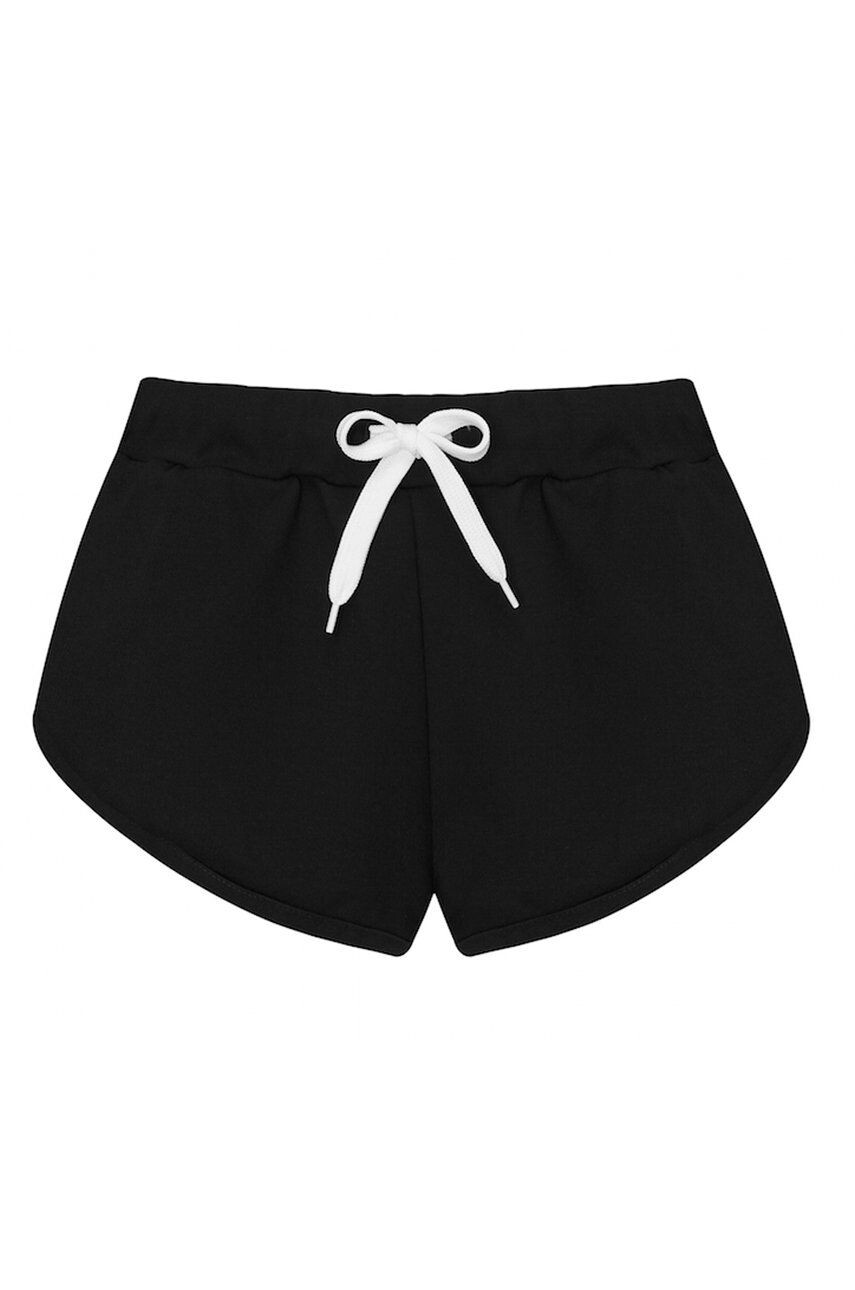 Muuv. Pantaloni scurți femei culoarea negru material neted medium waist - Pled.ro