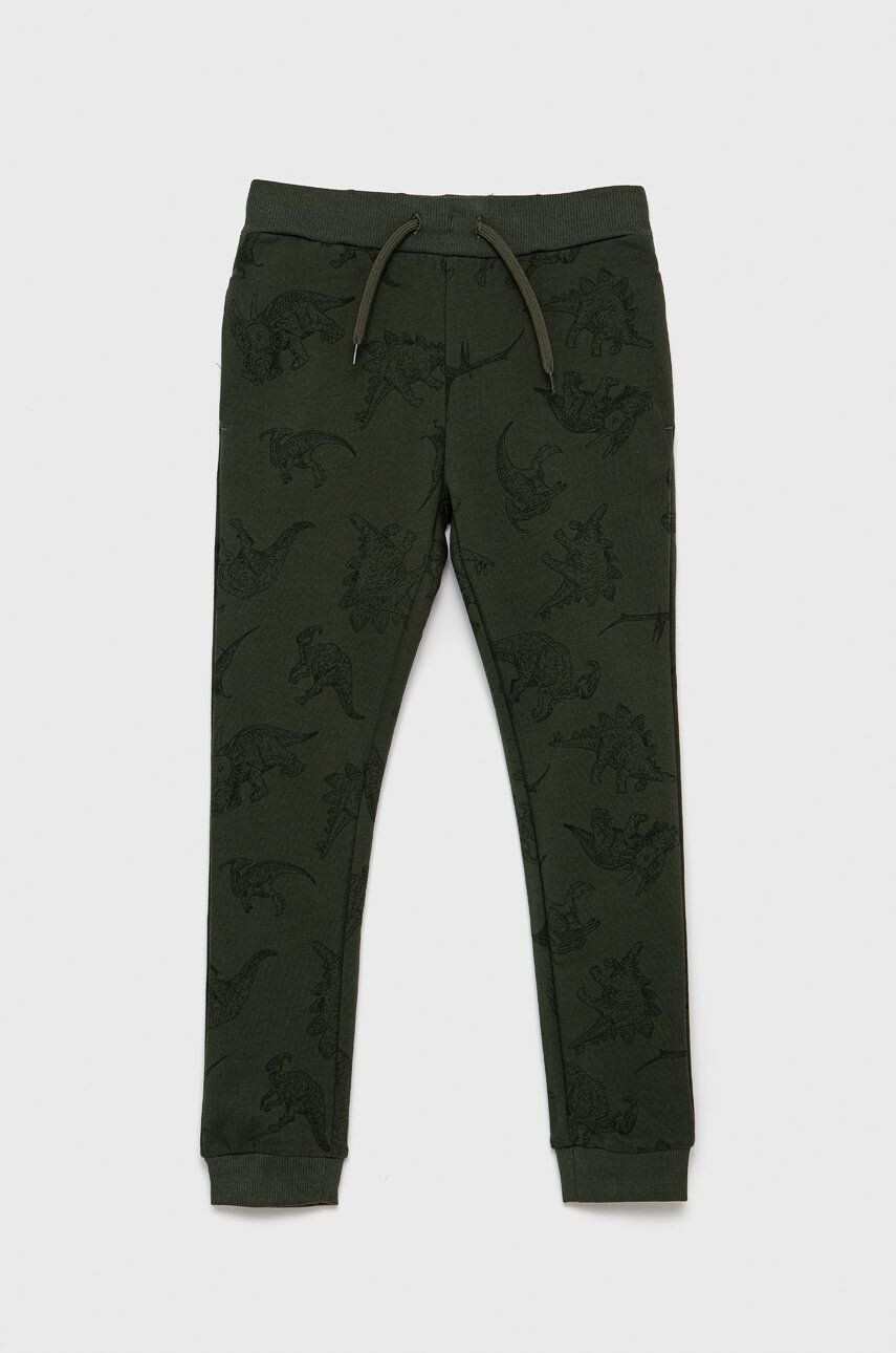 Name It Pantaloni de bumbac pentru copii culoarea verde modelator - Pled.ro