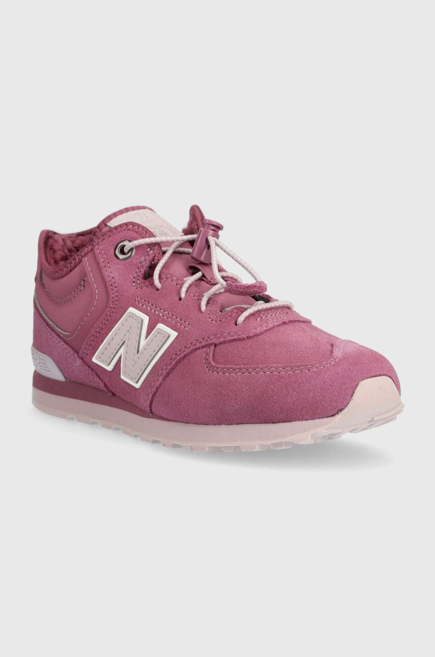 New Balance cizme de iarna pentru copii din piele intoarsa GV574HP1 culoarea violet - Pled.ro