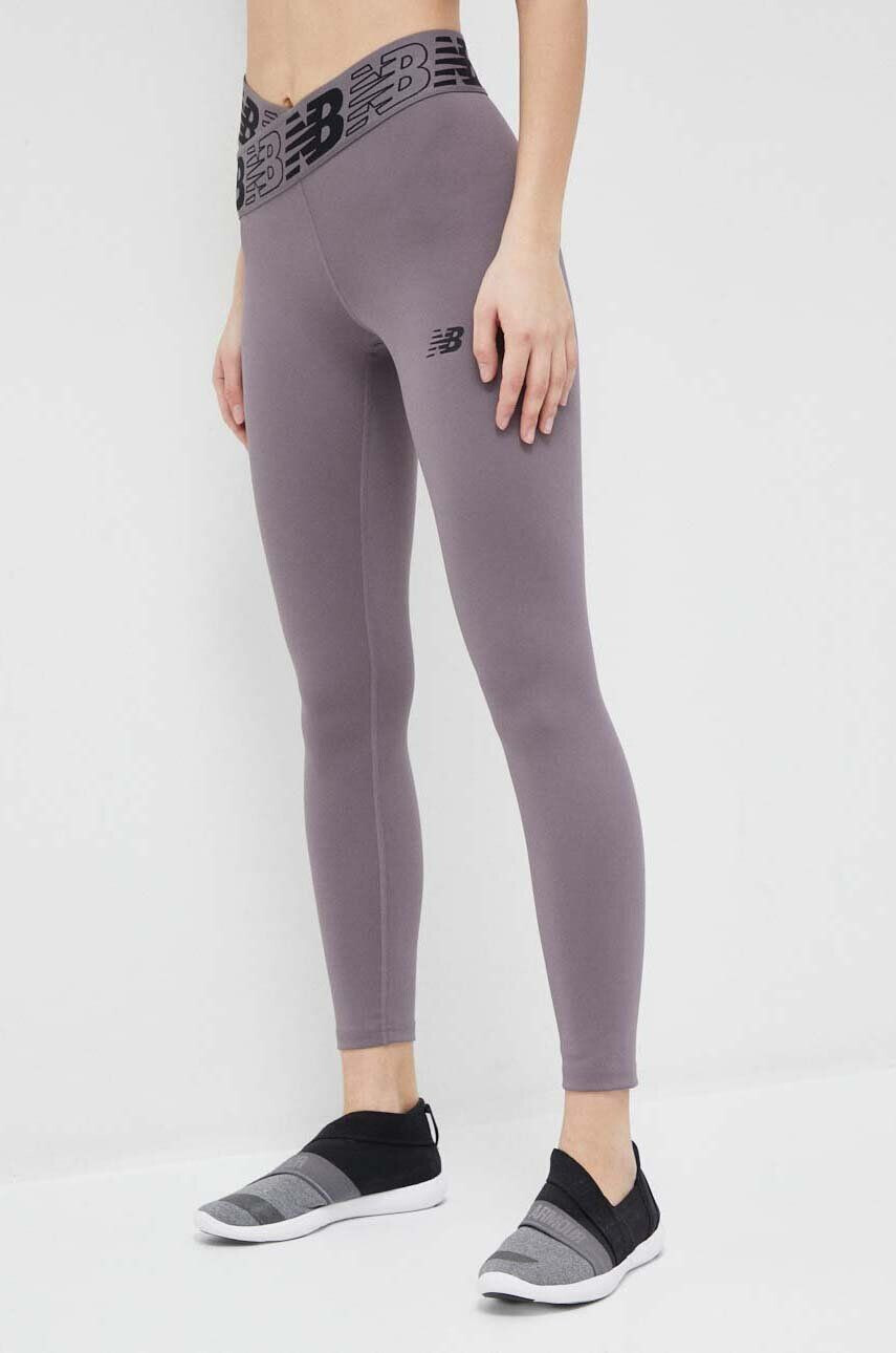 New Balance leggins de antrenament Relentless Crossover culoarea gri cu imprimeu - Pled.ro