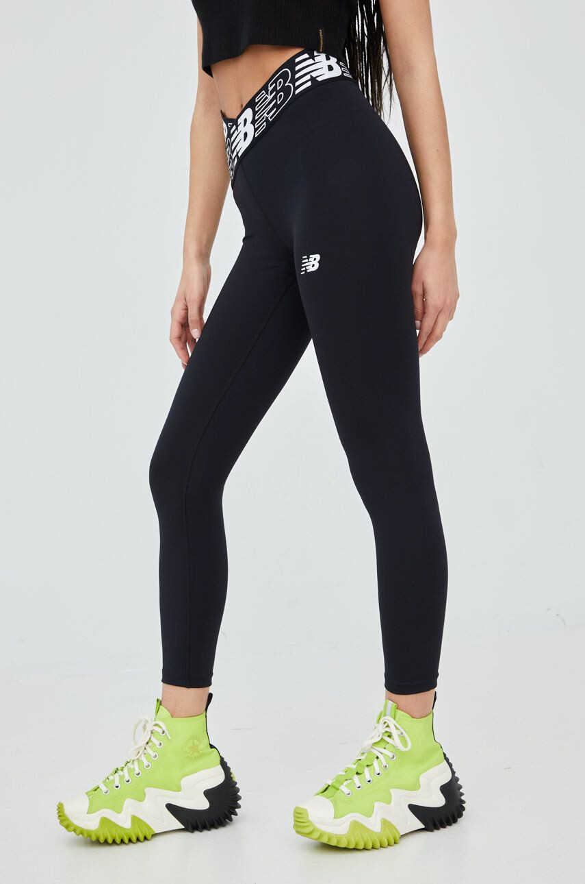 New Balance leggins de antrenament Relentless Crossover WP21177BK femei culoarea negru cu imprimeu - Pled.ro