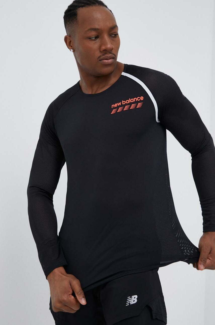 New Balance longsleeve pentru alergare Accelerate Pacer culoarea negru cu imprimeu - Pled.ro