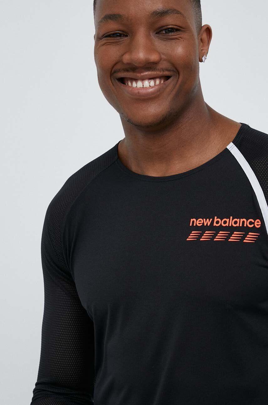 New Balance longsleeve pentru alergare Accelerate Pacer culoarea negru cu imprimeu - Pled.ro