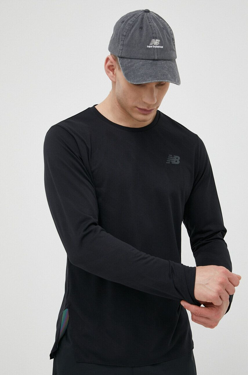 New Balance longsleeve pentru alergare Q Speed culoarea negru neted - Pled.ro