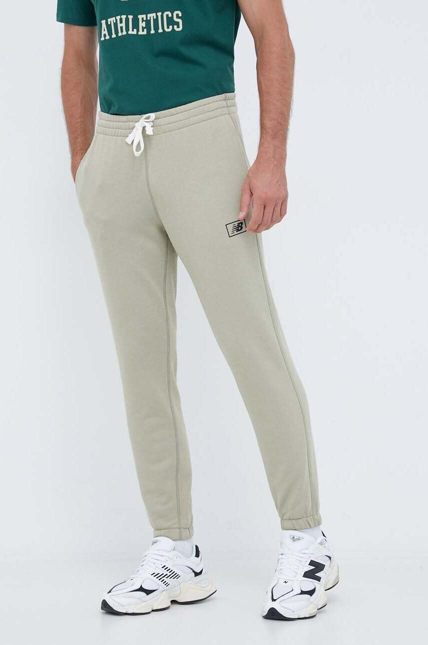 New Balance pantaloni de trening culoarea verde neted - Pled.ro