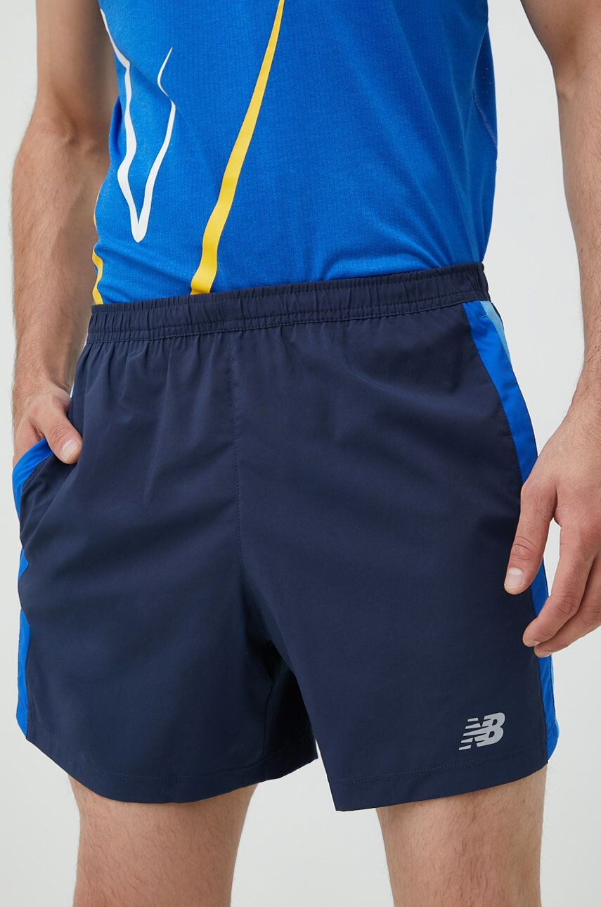 New Balance pantaloni scurți de alergare Accelerate barbati culoarea albastru marin - Pled.ro