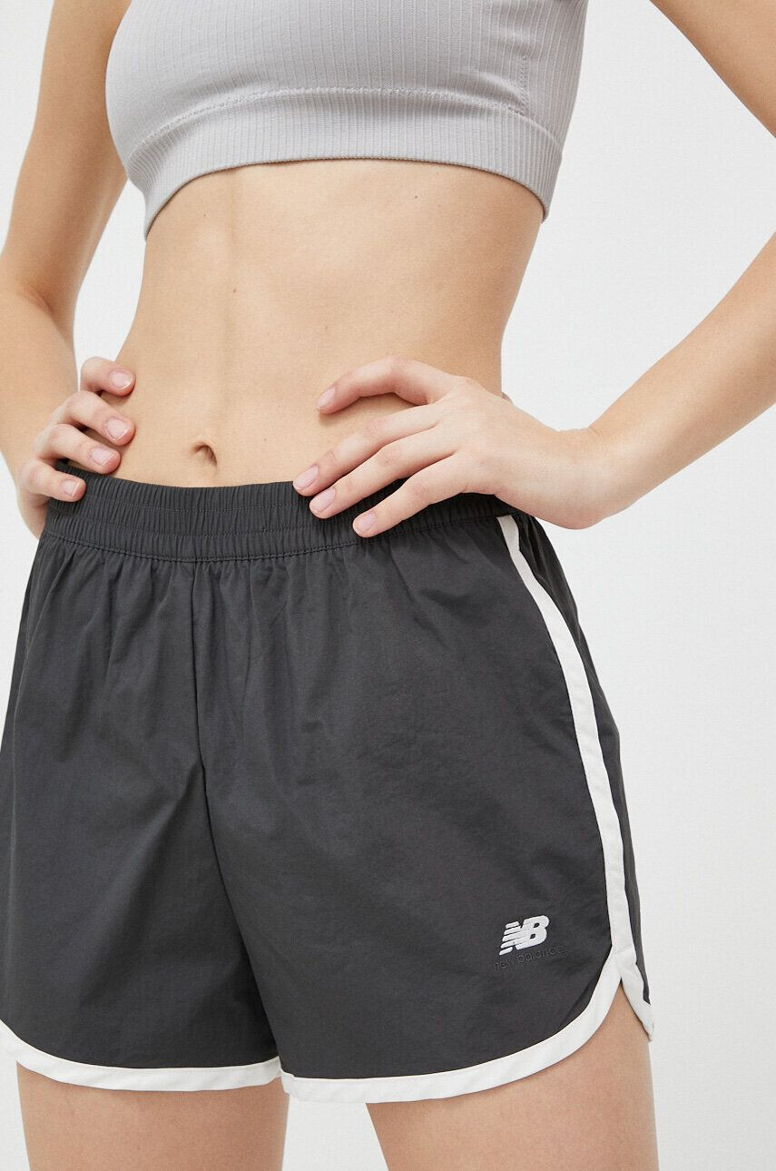 New Balance pantaloni scurți de antrenament Athletics Remastered culoarea gri cu imprimeu high waist WS31500ACK-ACK - Pled.ro