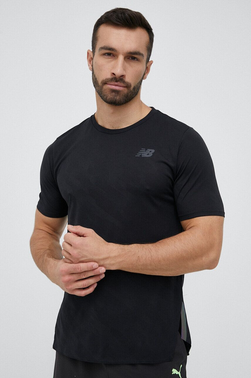 New Balance tricou de alergare Q Speed culoarea negru neted - Pled.ro