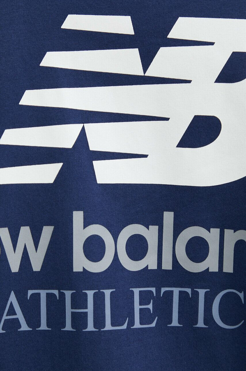 New Balance tricou din bumbac culoarea albastru marin cu imprimeu - Pled.ro