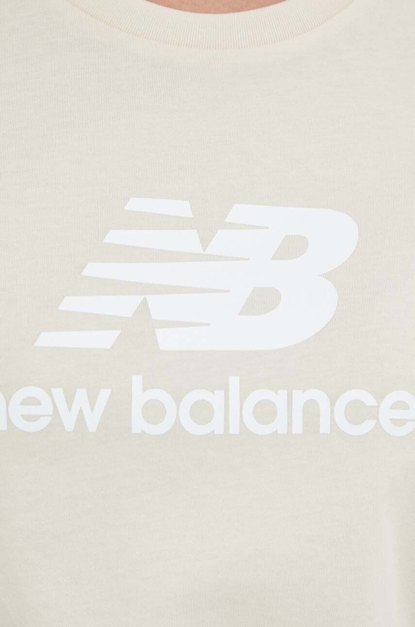 New Balance tricou din bumbac culoarea bej - Pled.ro