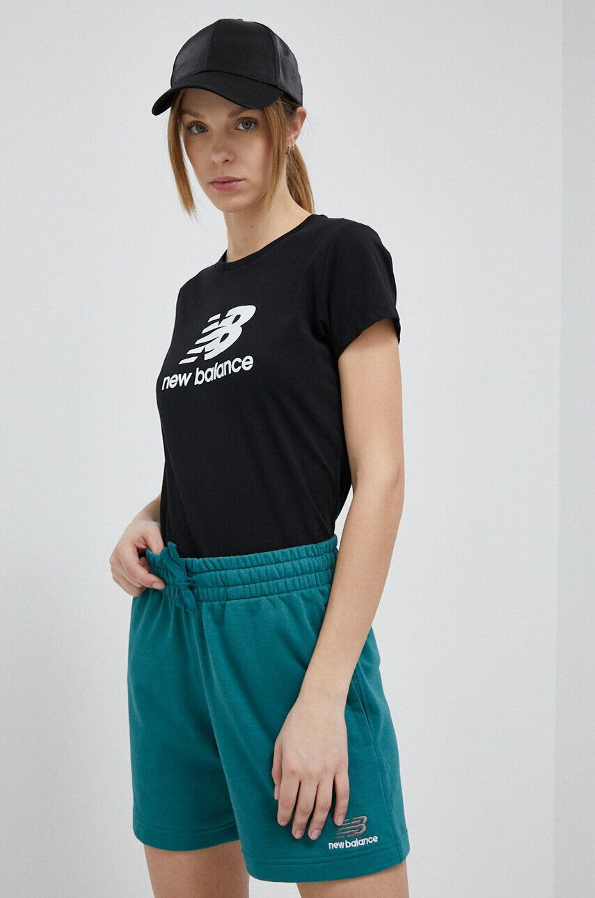 New Balance tricou din bumbac culoarea bej cu imprimeu - Pled.ro