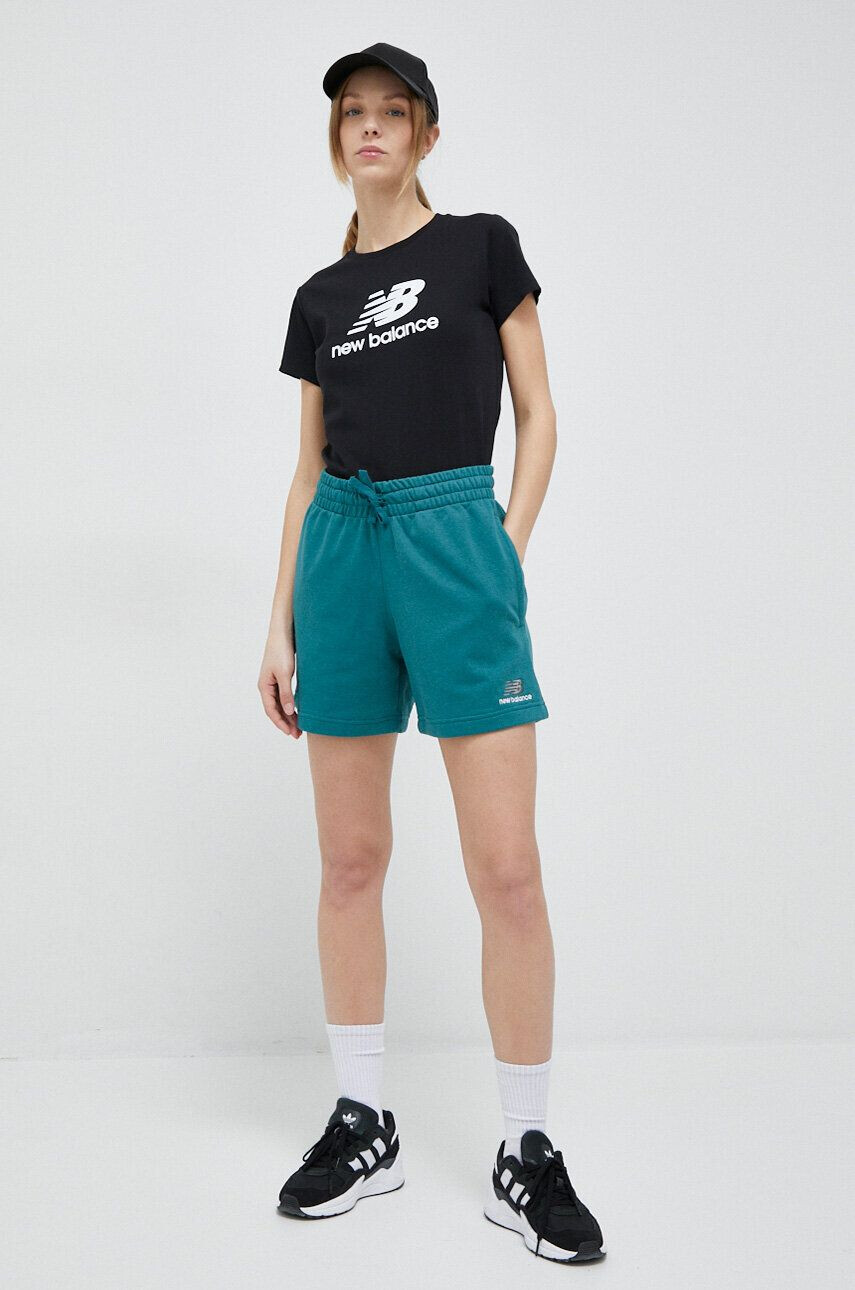 New Balance tricou din bumbac culoarea bej cu imprimeu - Pled.ro