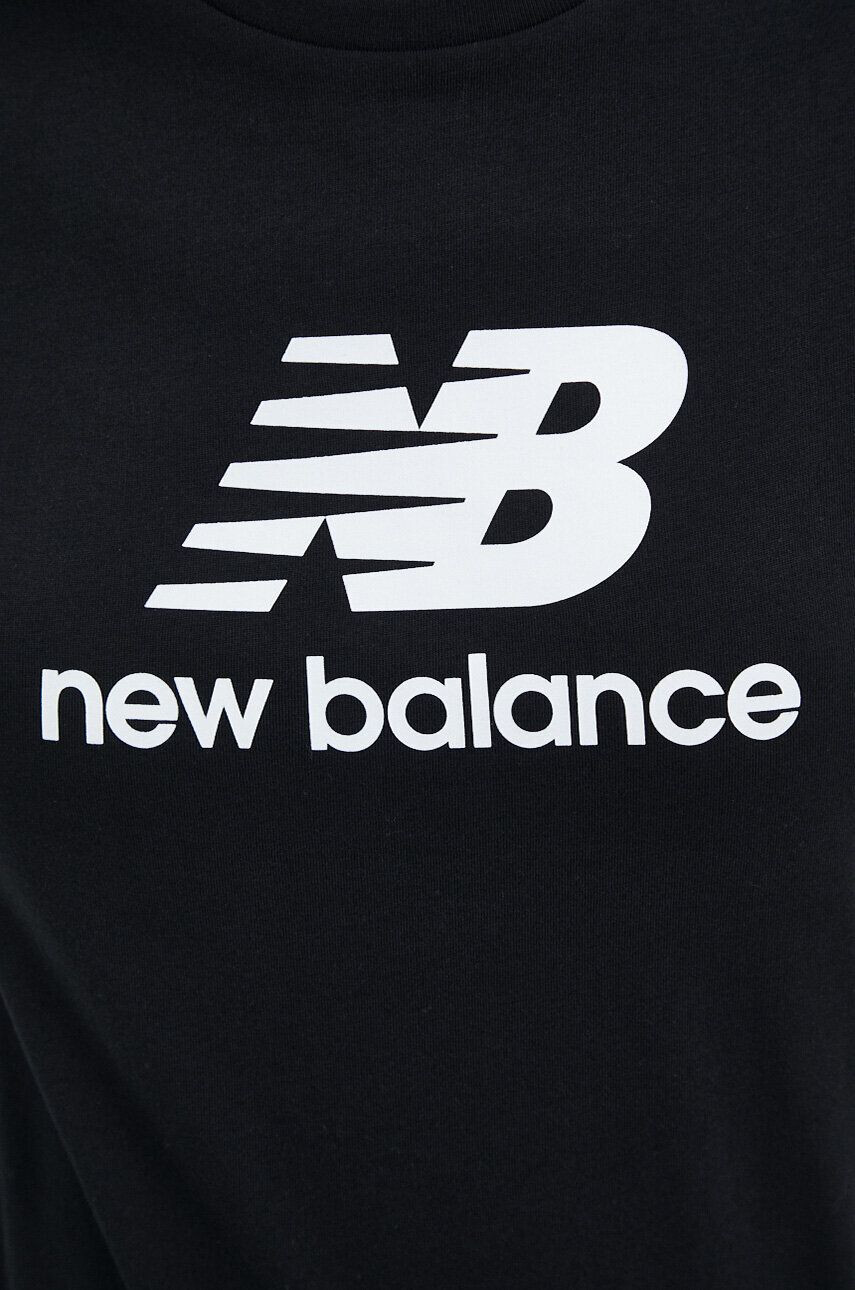 New Balance tricou din bumbac culoarea bej cu imprimeu - Pled.ro