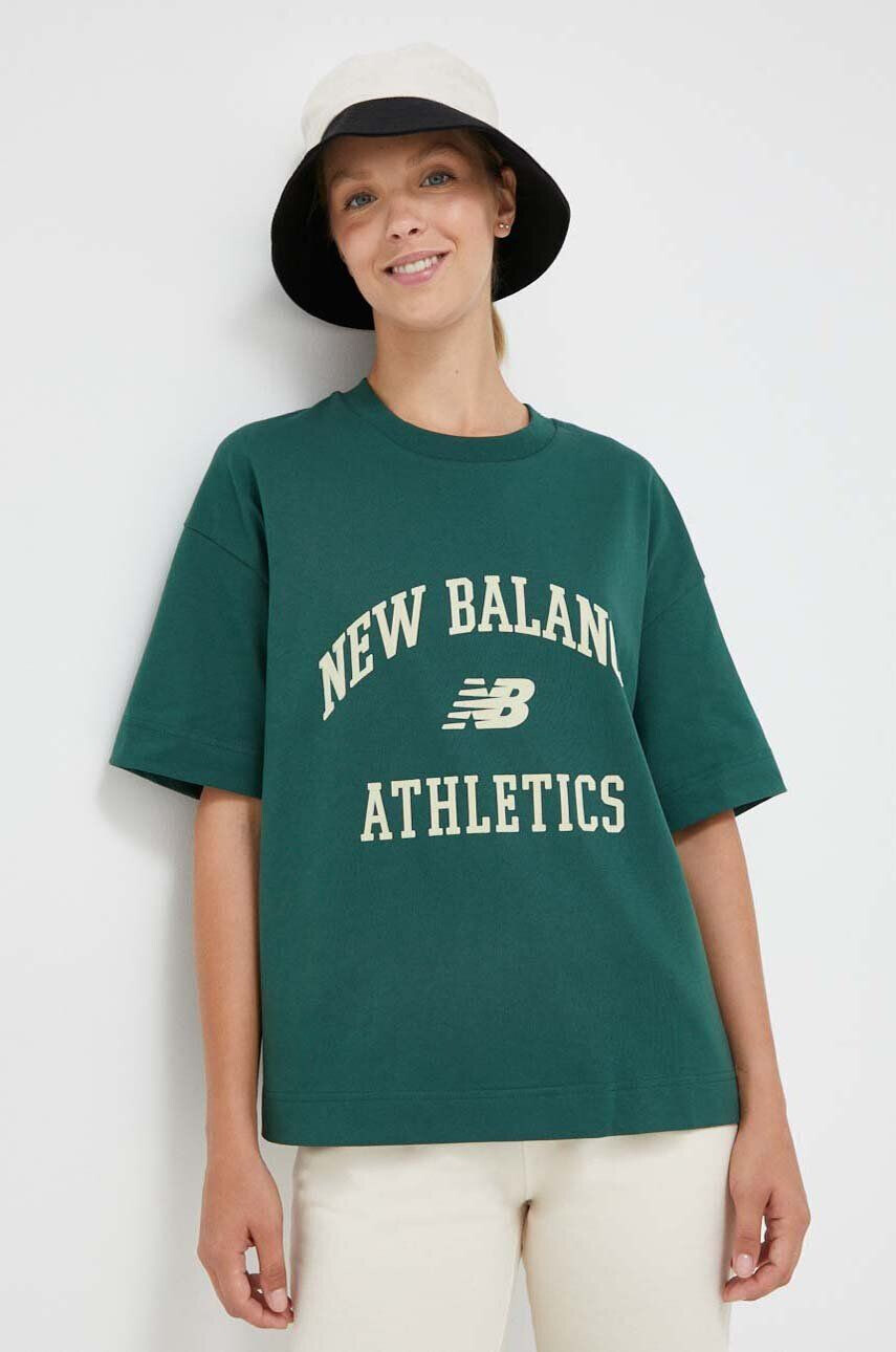 New Balance tricou din bumbac culoarea verde - Pled.ro