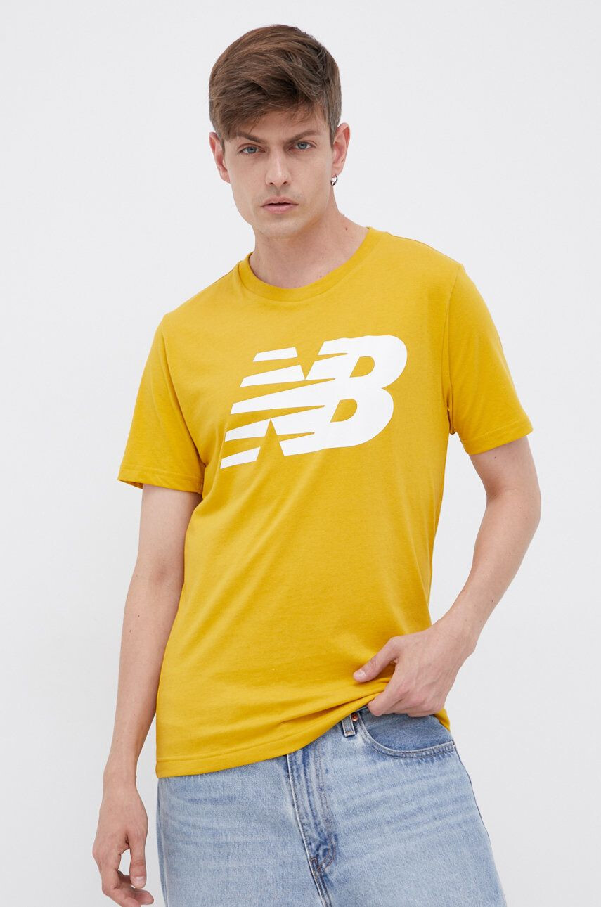 New Balance tricou din bumbac UT21503SAH culoarea gri cu imprimeu UT21503SAH-SAH - Pled.ro