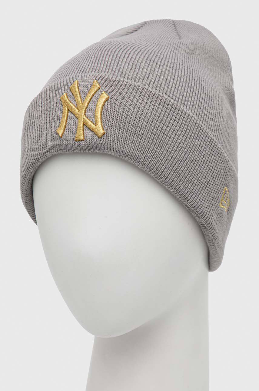 New Era caciula culoarea gri din tricot gros - Pled.ro