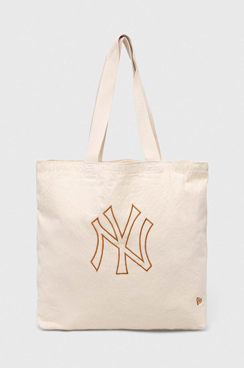 New Era geanta de bumbac culoarea bej NEW YORK YANKEES - Pled.ro