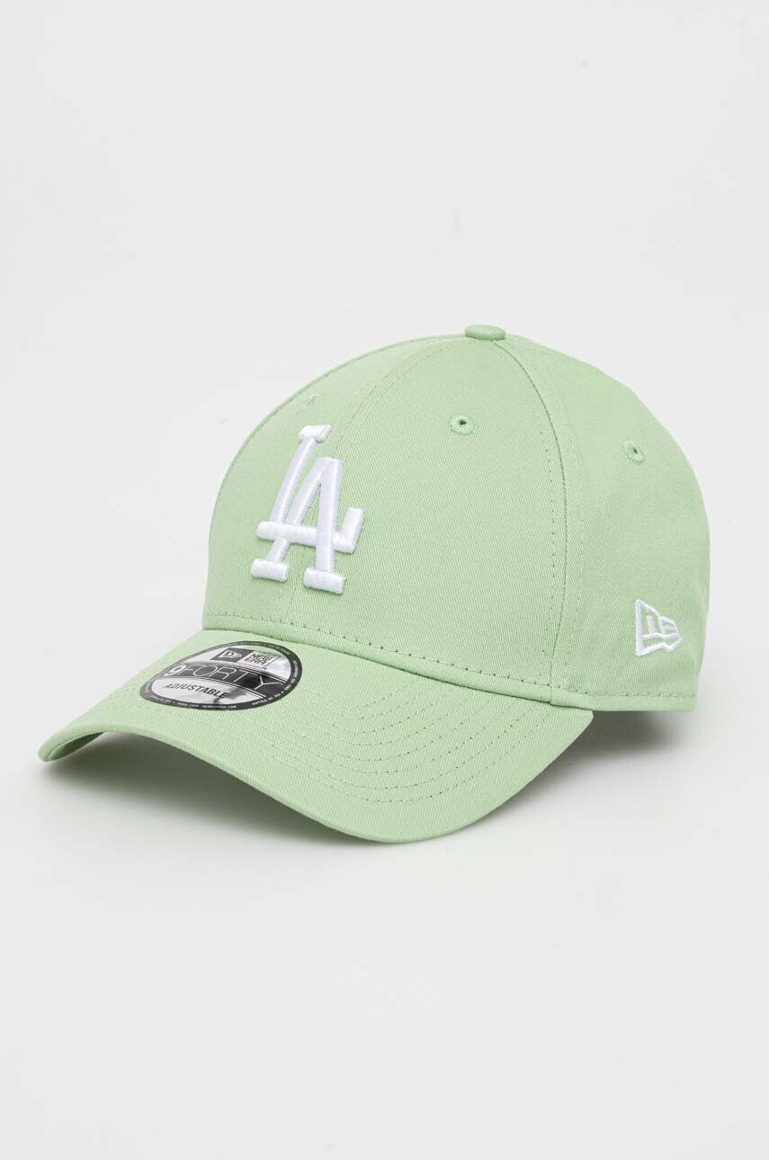 New Era șapcă de baseball din bumbac culoarea verde cu imprimeu LOS ANGELES DODGERS - Pled.ro