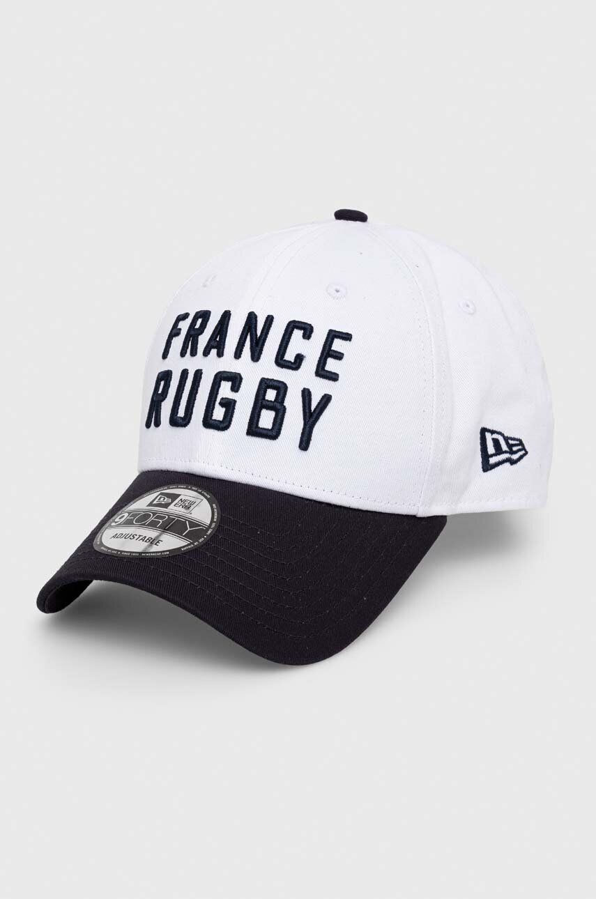 New Era șapcă de baseball din bumbac culoarea alb cu imprimeu FRENCH FEDERATION OF RUGBY - Pled.ro